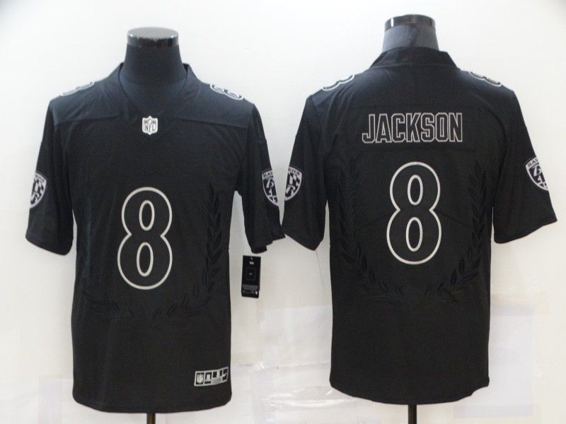 Men Baltimore Ravens #8 Jackson Black Commemorative Edition 2020 NFL Nike Jerseys->baltimore ravens->NFL Jersey